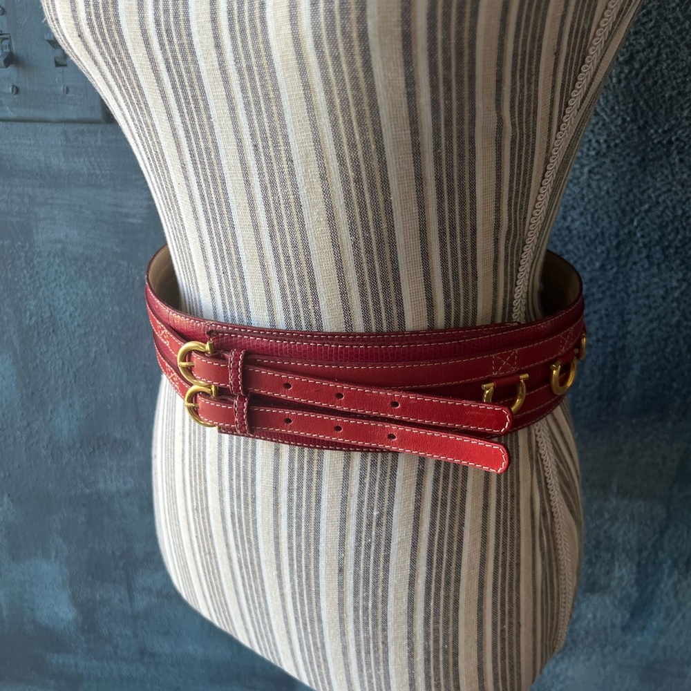Lancel Red Belt Python Embossed With Leather Trim. - image 2